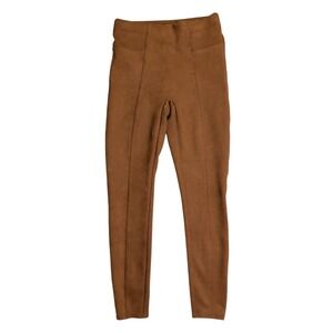 Spanx Leggings Womens Size M Brown Caramel Faux Suede Hi Waist Perfect Pants